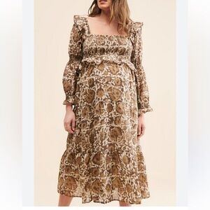 Maxine Smocked Midi Dress Frances Hart XS Maternity